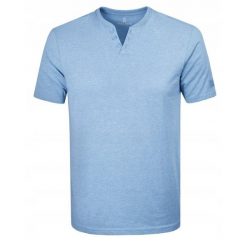 Męski T-Shirt, Dekolt z Guzikami - Pako Jeans - Niebieska. Niebieskie t-shirty męskie Pako Jeans, m, bez wzorów, z bawełny, bez kołnierzyka. Za 65.00 zł.
