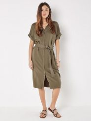 Apricot Sukienka w kolorze khaki rozmiar: M. Brązowe sukienki damskie Apricot, na co dzień, m, bez wzorów, z tkaniny, bez kołnierzyka, bez ramiączek, midi, proste. Za 110.55 zł.