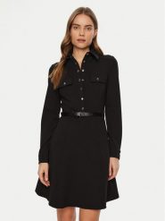 Guess Sukienka codzienna W5RK93 KCBO2 Czarny Regular Fit. Czarne sukienki damskie Guess, na co dzień, s, z aplikacjami, z syntetyku, bez kołnierzyka, bez ramiączek, proste. Za 459.99 zł.