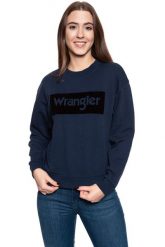 BLUZA WRANGLER HIGH RIB RETRO SWEAT NAVY W6N0HA114 112130760. Niebieskie bluzy bez kaptura damskie Wrangler, s. W wyprzedaży za 69.99 zł.