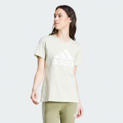 Koszulka Essentials Logo. Brązowe bluzki damskie Adidas, xs, bez wzorów, sportowe, bez kołnierzyka, bez ramiączek. Za 129.00 zł.