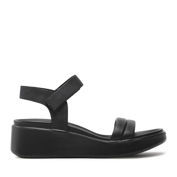 Sandały ECCO. Czarne sandały damskie ECCO, bez wzorów, bez obcasa, na koturnie. Za 409.99 zł.