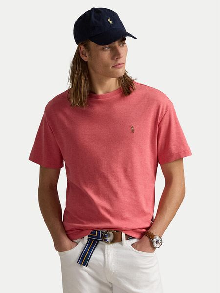 Polo Ralph Lauren T-Shirt 710740727033 Różowy Slim Fit. Czerwone koszulki polo męskie Polo Ralph Lauren, m, bez wzorów, z bawełny, bez ramiączek. Za 239.99 zł.