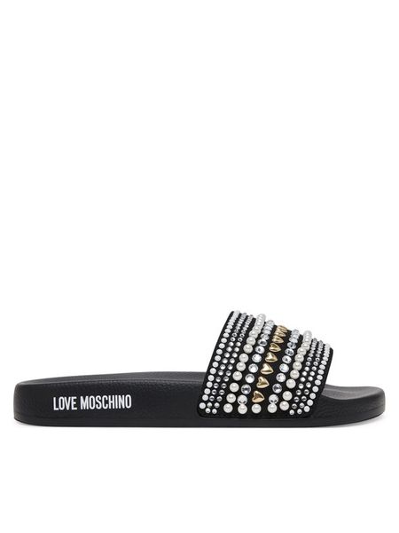 LOVE MOSCHINO Klapki JA28352G0MJAA000 Czarny. Czarne klapki damskie Love Moschino, bez wzorów, z syntetyku, bez obcasa. Za 569.99 zł.
