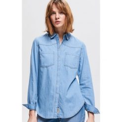 Jeansowa koszula - Niebieski. Niebieskie koszule damskie Reserved, l, bez wzorów, z jeansu, bez kołnierzyka, bez ramiączek. Za 149.99 zł.