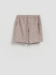 Lniane szorty regular fit - wielobarwny. Szorty męskie Reserved, z tkaniny, bez kołnierzyka. Za 169.99 zł.