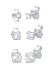 Elli Damskie kolczyki sztyfty zestaw 3 sztuk mieniące się cyrkoniami w srebrze próby 925 Kolczyki 1 ct. Kolczyki damskie Elli, z cyrkonią, srebrne, na sztyftcie. Za 248.99 zł.