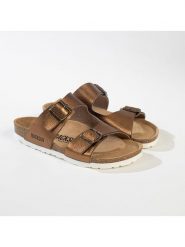 BACKSUN Klapki w kolorze miedzianym rozmiar: 37. Brązowe klapki damskie Backsun, bez wzorów, z materiału, bez obcasa. Za 130.99 zł.