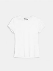 Gładka koszulka basic - biały. Białe t-shirty damskie Sinsay, l, bez wzorów, bez kołnierzyka. Za 19.99 zł.