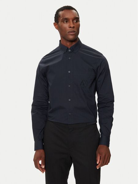 Armani Exchange Koszula 6DZC21 ZN2VZ 1510 Granatowy Slim Fit. Niebieskie koszule męskie Armani Exchange, m, bez wzorów, z bawełny, bez kołnierzyka, bez ramiączek. Za 239.99 zł.
