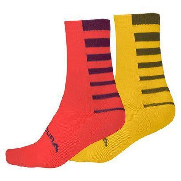 Skarpety Endura Coolmax Stripe 2 pary. Czerwone skarpetki damskie ENDURA, bez wzorów. Za 69.99 zł.