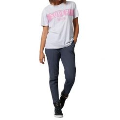 Koszulka sportowa damska Superdry Sdry Panel. Szare bluzki sportowe damskie Superdry., l, z bawełny, bez kołnierzyka, bez ramiączek. Za 78.49 zł.