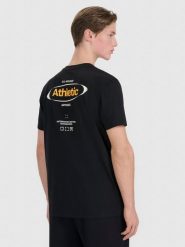 4F T-shirt regular z nadrukiem męski - czarny S. Czarne t-shirty męskie 4f, m, bez wzorów, z bawełny, bez kołnierzyka. W wyprzedaży za 39.99 zł.