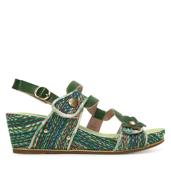 Sandały Laura Vita. Zielone sandały damskie Laura Vita, bez wzorów, bez obcasa, na koturnie. Za 399.99 zł.