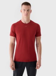 4F Koszulka treningowa regular szybkoschnąca męska - czerwona 3XL. Czerwone t-shirty sportowe męskie 4f, m, z dzianiny, bez ramiączek, na fitness i siłownię. W wyprzedaży za 59.99 zł.