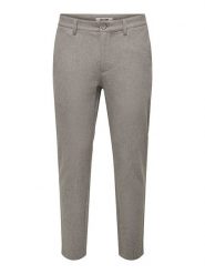 ONLY & SONS Spodnie chino "Mark" - Slim fit - w kolorze szarobrązowym rozmiar: W33/L32. Brązowe spodnie materiałowe męskie Only & Sons, bez wzorów. Za 105.63 zł.