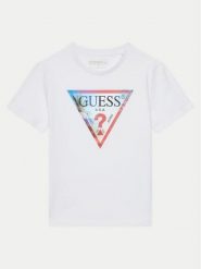Guess T-Shirt L5GI26 K8HM4 Biały Regular Fit. Białe t-shirty chłopięce Guess, z aplikacjami, z bawełny, bez ramiączek. Za 59.99 zł.