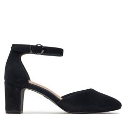 Czółenka Tamaris. Niebieskie czółenka damskie Tamaris, bez wzorów, bez obcasa. Za 269.99 zł.