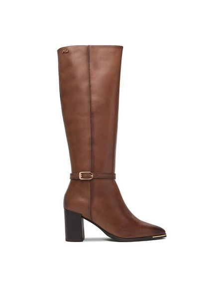 MEXX Kozaki EO-WI44-TUGA-03 Brązowy. Brązowe kozaki damskie Mexx, ze skóry, bez obcasa, na słupku. Za 699.99 zł.