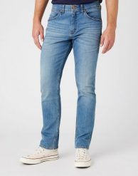 WRANGLER GREENSBORO MĘSKIE SPODNIE JEANSOWE TNTED INDIGO W15QCS29S 112145823. Niebieskie spodnie materiałowe męskie Wrangler, bez wzorów, z jeansu. Za 229.99 zł.
