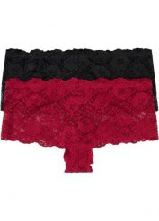 "Figi ""panty"" z koronki (2 pary)". Czarne figi damskie bonprix, bez wzorów, z koronki. Za 37.99 zł.