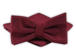 Mucha Męska z Poszetką - Alties - Ciemnoczerwona, Tłoczona Faktura. Czerwone krawaty i muchy męskie Alties, bez wzorów, eleganckie. Za 54.00 zł.