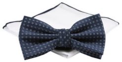 ZESTAW - Mucha z Poszetką Chattier - Granatowa w Grochy. Niebieskie krawaty i muchy męskie Chattier, bez wzorów, eleganckie. Za 59.00 zł.