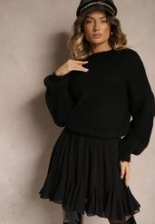 Czarna Spódnica z Wiskozą o Rozkloszowanym Kroju z Falbankami Linneliae. Czarne spódniczki damskie Renee, bez wzorów, z wiskozy, eleganckie, mini, dopasowane. Za 79.99 zł.