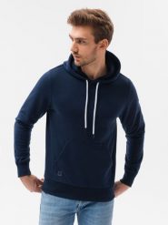 Bluza męska z kapturem BASIC - granatowa V3 - Rozmiar: S. Niebieskie bluzy z kapturem męskie Ombre Clothing, m, z bawełny. W wyprzedaży za 29.99 zł.