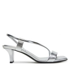 Sandały Calvin Klein. Szare sandały damskie CALVIN KLEIN, bez wzorów, bez obcasa, na słupku. Za 519.99 zł.