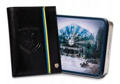 Portfel skórzany Peterson [DH] PTN 324-P-UP UA-BLAC czarny. Czarne portfele męskie Peterson, bez wzorów, z nubiku. Za 100.99 zł.