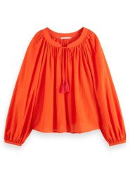 Scotch & Soda Bluzka w kolorze czerwonym rozmiar: 40. Czerwone bluzki damskie Scotch & Soda, bez wzorów, z bawełny, bez kołnierzyka, bez ramiączek. Za 114.17 zł.