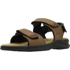 Sandały CLARKS HAPSFORD CREEK Brązowy. Brązowe sandały męskie Clarks, ze skóry, bez zapięcia. Za 171.99 zł.