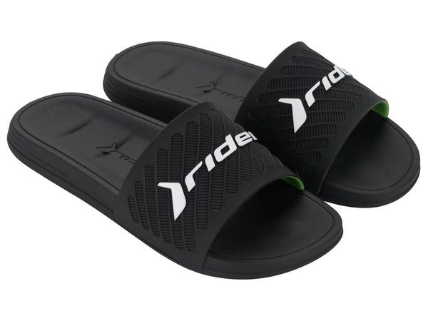 Buty klapki męskie sportowe Rider Free II Slide Ad. Czarne buty sportowe na co dzień męskie Rider, na lato, z materiału, bez zapięcia, do pływania. Za 99.00 zł.