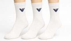 Skarpety męskie Emporio Armani Calza 3-Pack. Białe skarpetki męskie EMPORIO ARMANI CONNECTED, bez wzorów, z bawełny. Za 99.00 zł.