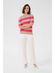 Kaffe Koszulka dzianinowa w kolorze beżowym rozmiar: XL. Brązowe bluzki damskie Kaffe, xl, bez wzorów, z dzianiny, bez kołnierzyka, bez ramiączek. Za 78.47 zł.