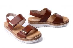 RIEKER REMONTE D0Q59-24 brown, sandały damskie. Brązowe sandały damskie Rieker Remonte, bez wzorów, ze skóry, bez obcasa, na obcasie. Za 303.92 zł.