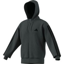 Bluza z kapturem z pełnym zamkiem błyskawicznym adidas Essentials 3-Stripes Flee. Szare bluzy z kapturem męskie Adidas, na zimę, xl, z materiału. Za 276.85 zł.