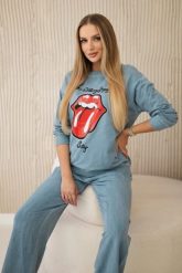 Komplet bawełniany dekatyzowany z nadrukiem bluza + spodnie jeansowy. Bluzy bez kaptura damskie Włoski, l, z bawełny. Za 539.47 zł.