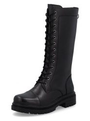 Rieker Skórzane kozaki w kolorze czarnym rozmiar: 40. Czarne kozaki damskie Rieker, z materiału, bez obcasa. Za 261.05 zł.