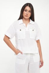 Koszula damska z krótkim rękawem AERONAUTICA MILITARE. Koszule damskie AERONAUTICA MILITARE, xl, bez wzorów, bez kołnierzyka, bez ramiączek. Za 669.00 zł.