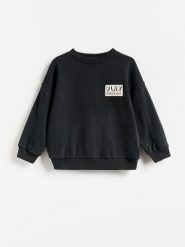 Bawełniana bluza oversize - czarny. Czarne bluzy i bluzki niemowlęce Reserved, bez wzorów, z bawełny, bez ramiączek, bez kaptura. Za 39.99 zł.