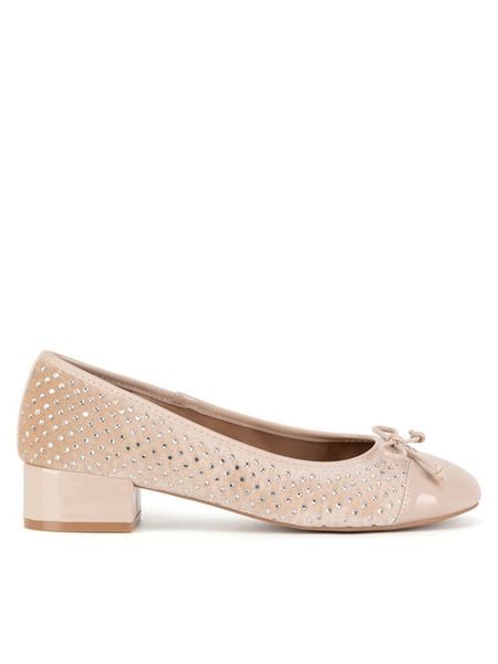 Nine West Baleriny WFA2993-1 Beżowy. Brązowe baleriny damskie Nine West, bez wzorów, z materiału, bez obcasa. Za 229.99 zł.