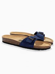 Sunbay Skórzane klapki "Jasmin" w kolorze granatowym rozmiar: 36. Niebieskie klapki damskie Sunbay, bez wzorów, bez obcasa. Za 144.95 zł.