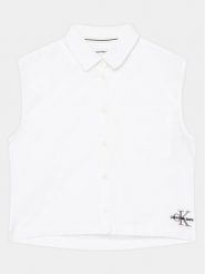 Calvin Klein Jeans Koszula Monogram IG0IG02462 Biały Relaxed Fit. Białe spodnie dziewczęce Calvin Klein Jeans, z bawełny. Za 299.99 zł.