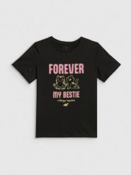 4F T-shirt regular z nadrukiem dziewczęcy - czarny 134 (8-9 lat). Czarne koszulki dziewczęce 4f, uniwersalny, bez wzorów, z bawełny, bez ramiączek. Za 49.99 zł.