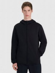 4F Bluza dresowa rozpinana z kapturem męska - czarna 3XL. Czarne bluzy sportowe męskie 4f, bez wzorów, z dresówki, eleganckie, bez kołnierzyka, bez ramiączek. W wyprzedaży za 129.99 zł.