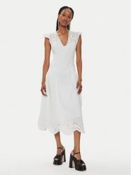TWINSET Sukienka letnia 241TT2330 Biały Regular Fit. Białe sukienki damskie Twinset, na lato, bez wzorów, ze lnu, bez kołnierzyka, bez ramiączek. Za 2,869.00 zł.