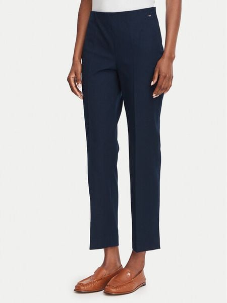 Tommy Hilfiger Spodnie materiałowe WW0WW51745 Granatowy Slim Fit. Niebieskie spodnie materiałowe damskie Tommy Hilfiger, bez wzorów, z bawełny. Za 489.99 zł.