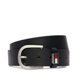 Pasek Tommy Jeans. Czarne paski męskie Tommy Jeans, bez wzorów, z jeansu. Za 169.99 zł.